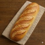 "Long loaf of French bread made with King Arthur Bread Flour, showing a rustic golden crust and traditional angled scoring."