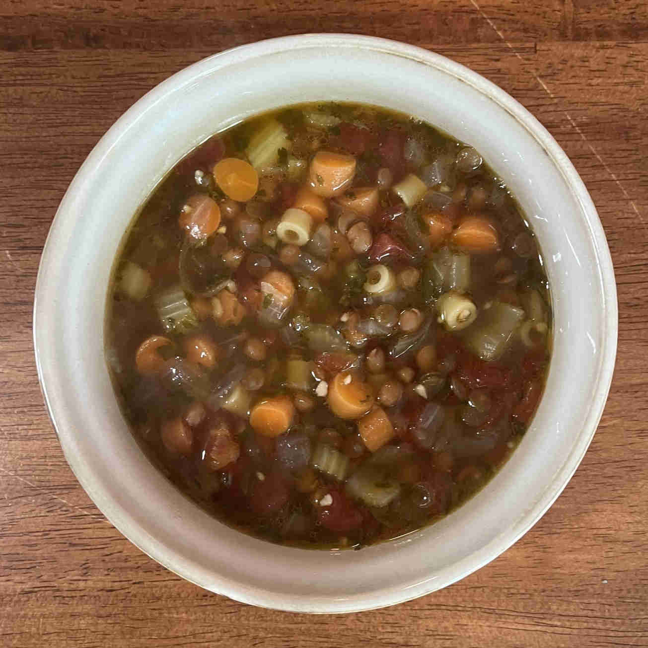 Zesty Italian Lentil Soup with Ditalini